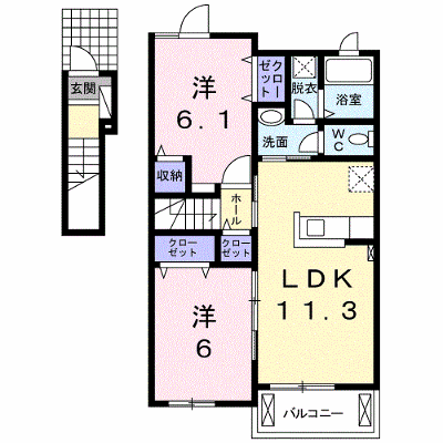 ラ　ヴィータ　ローザⅠ 202【管理NO：1-021372701-02020】 ★家具家電は申し込み後に搬入します★ ★2026年10月下旬入居可能★の外観画像