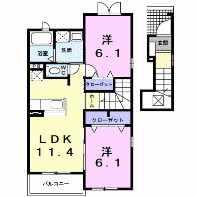 プラシードⅡ 201【管理NO：1-016344401-02010】 ★家具家電は申し込み後に搬入します★ ★2026年10月中旬入居可能★の外観画像