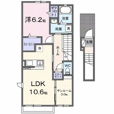 あかつき　Ｂ 205【管理NO：1-027293102-02050】 ★家具家電は申し込み後に搬入します★ ★2026年11月中旬入居可能★の外観画像