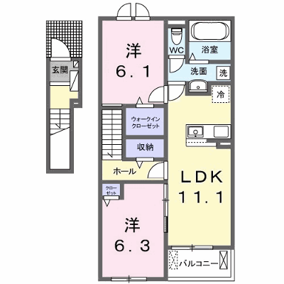 エスペランサＡ 202【管理NO：1-027330401-02020】 ★家具家電は申し込み後に搬入します★ ★2026年11月上旬入居可能★の外観画像