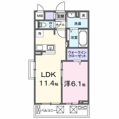 ジーニアス・ラソ 202【管理NO：1-028015701-02020】 ★家具家電は申し込み後に搬入します★ ★2026年11月上旬入居可能★の外観画像