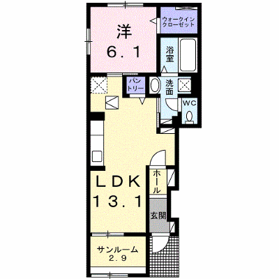 プロムナードⅠ 101【管理NO：1-027095001-01010】 ★家具家電は申し込み後に搬入します★ ★2026年10月中旬入居可能★の外観画像