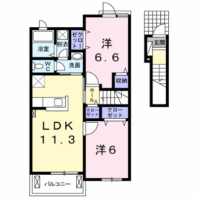プリムローズ二色Ⅱ 203【管理NO：1-020853701-02030】 ★家具家電は申し込み後に搬入します★ ★2026年10月中旬入居可能★の外観画像