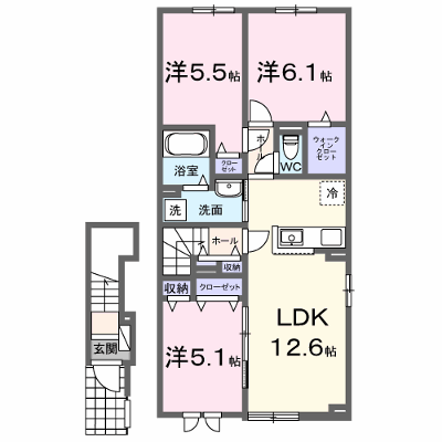 クランツ 203【管理NO：1-027495901-02030】 ★家具家電は申し込み後に搬入します★ ★2026年11月中旬入居可能★の外観画像