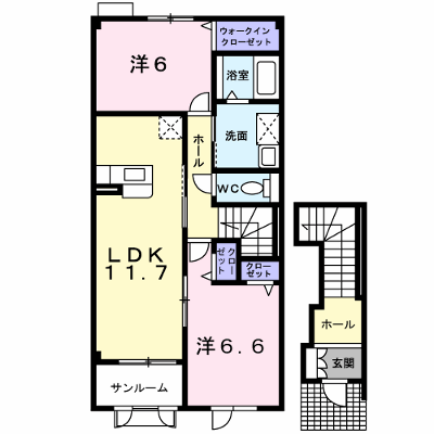 イヴェールⅢ 202【管理NO：1-013069302-02020】 ★家具家電は申し込み後に搬入します★ ★2026年11月上旬入居可能★の外観画像
