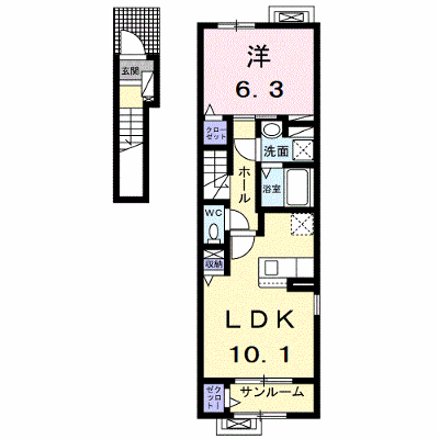 シャルマン天童Ⅰ 201【管理NO：1-027790901-02010】 ★家具家電は申し込み後に搬入します★ ★2026年10月中旬入居可能★の外観画像