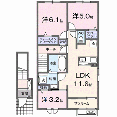 エトリエⅠ 205【管理NO：1-028583901-02050】 ★家具家電は申し込み後に搬入します★ ★2027年03月下旬入居可能★の外観画像