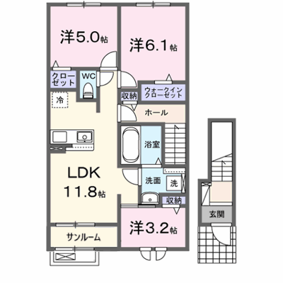 エトリエⅠ 202【管理NO：1-028583901-02020】 ★家具家電は申し込み後に搬入します★ ★2027年03月下旬入居可能★の外観画像