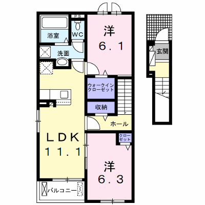 エノルメⅡ 205【管理NO：1-026746901-02040】 ★家具家電は申し込み後に搬入します★ ★2026年10月中旬入居可能★の外観画像