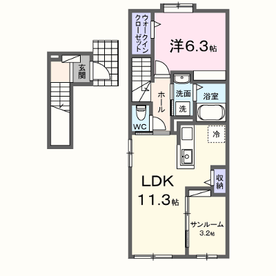 カルム 204【管理NO：1-027234501-02040】 ★家具家電は申し込み後に搬入します★ ★2026年11月中旬入居可能★の外観画像