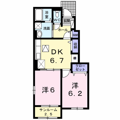 グランパール延方Ⅱ 103【管理NO：1-019034302-01030】 ★家具家電は申し込み後に搬入します★ ★2026年11月中旬入居可能★の外観画像