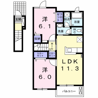 アンジュ・リール 202【管理NO：1-018602101-02020】 ★家具家電は申し込み後に搬入します★の外観画像