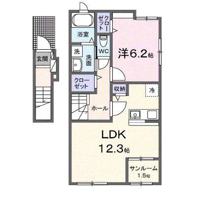 ラルゴミヤＢ 201【管理NO：1-028615602-02010】 ★家具家電は申し込み後に搬入します★ ★2027年04月上旬入居可能★の外観画像