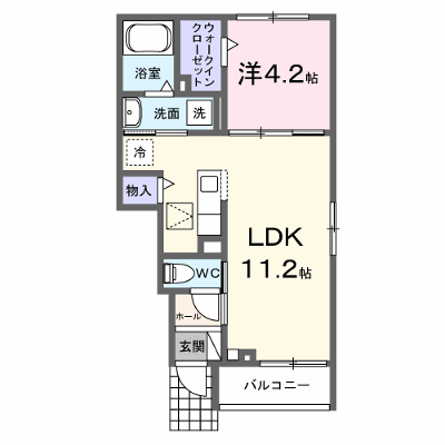 フレーシュＫ 106【管理NO：1-028563801-01060】 ★家具家電は申し込み後に搬入します★ ★2027年02月上旬入居可能★の外観画像