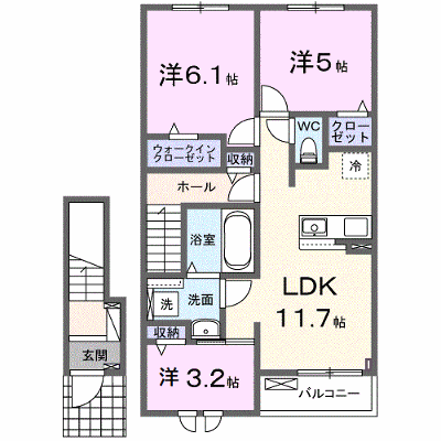 エスポワール 203【管理NO：1-028367401-02030】 ★家具家電は申し込み後に搬入します★ ★2027年02月上旬入居可能★の外観画像