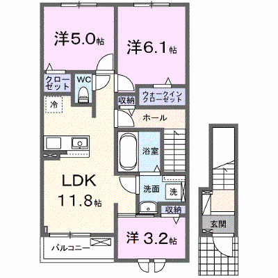 エスポワール 202【管理NO：1-028367401-02020】 ★家具家電は申し込み後に搬入します★ ★2027年02月上旬入居可能★の外観画像