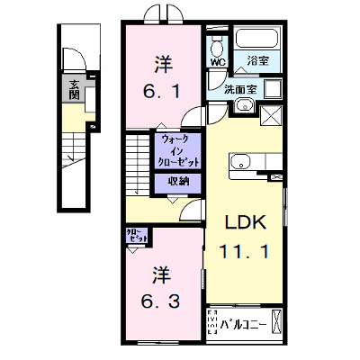 シャンヴェール 201【管理NO：1-028561401-02010】 ★家具家電は申し込み後に搬入します★ ★2026年12月下旬入居可能★の外観画像