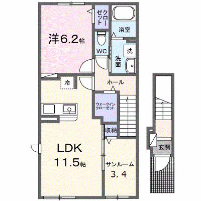 サンクレリア 201【管理NO：1-027647501-02010】 ★家具家電は申し込み後に搬入します★ ★2026年12月上旬入居可能★の外観画像
