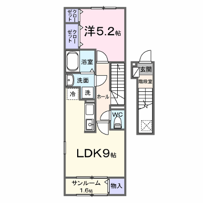 リュッカ・ル 205【管理NO：1-028828301-02050】 ★家具家電は申し込み後に搬入します★ ★2027年03月下旬入居可能★の外観画像