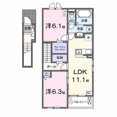 サンデヴォーテⅠ 201【管理NO：1-028150401-02010】 ★家具家電は申し込み後に搬入します★ ★2026年11月上旬入居可能★の外観画像