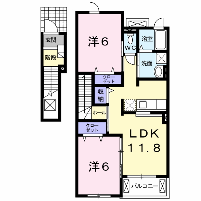 グランコートⅡ 201【管理NO：1-016124902-02010】 ★家具家電は申し込み後に搬入します★ ★2026年11月中旬入居可能★の外観画像