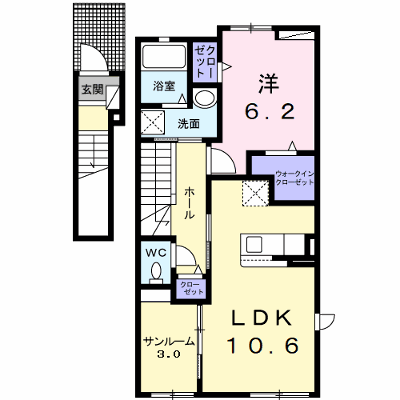 プラシード 201【管理NO：1-028103501-02010】 ★家具家電は申し込み後に搬入します★ ★2026年11月中旬入居可能★の外観画像