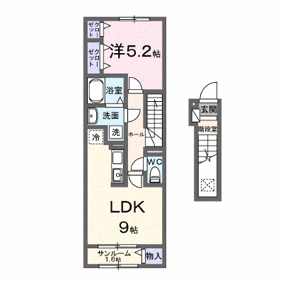 リュッカ・ル 202【管理NO：1-028828301-02020】 ★家具家電は申し込み後に搬入します★ ★2027年03月下旬入居可能★の外観画像
