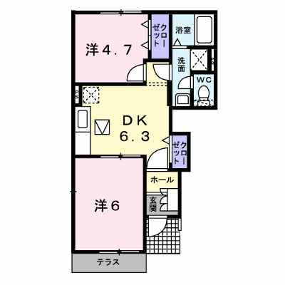 メゾン・ド・ソレイユＢ 102【管理NO：1-013548302-01020】 ★家具家電は申し込み後に搬入します★ ★2026年11月中旬入居可能★の外観画像