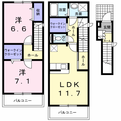 プリマベーラ 201【管理NO：1-013633801-02010】 ★家具家電は申し込み後に搬入します★ ★2026年11月下旬入居可能★の外観画像