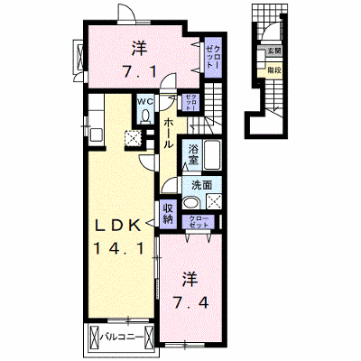 サンパティーク　Ⅱ 205【管理NO：1-015967302-02040】 ★家具家電は申し込み後に搬入します★ ★2026年11月中旬入居可能★の外観画像