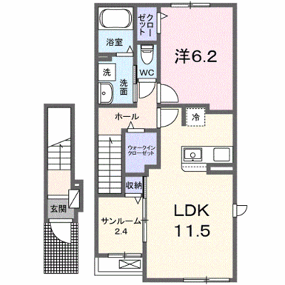 Ｋ’ｓジェルソＣ 203【管理NO：1-028716903-02030】 ★家具家電は申し込み後に搬入します★ ★2027年03月中旬入居可能★の外観画像