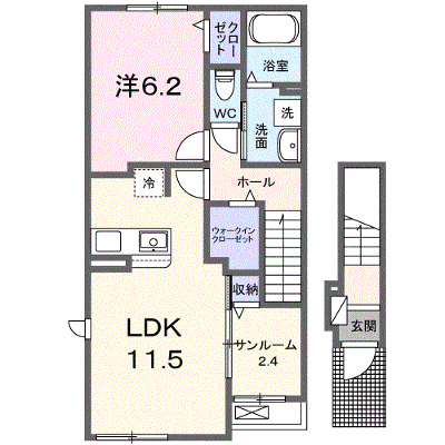 Ｋ’ｓジェルソＣ 201【管理NO：1-028716903-02010】 ★家具家電は申し込み後に搬入します★ ★2027年03月中旬入居可能★の外観画像