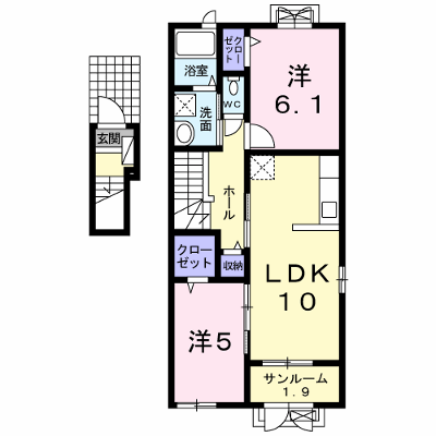 サニーⅢ 201【管理NO：1-023718102-02010】 ★家具家電は申し込み後に搬入します★ ★2026年11月下旬入居可能★の外観画像