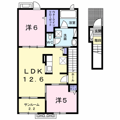 シュエット 202【管理NO：1-024550601-02020】 ★家具家電は申し込み後に搬入します★ ★2026年11月下旬入居可能★の外観画像