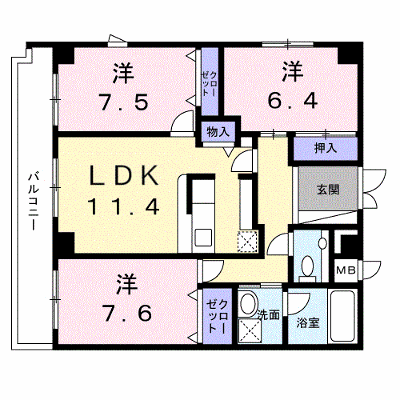 カルナック石鍋 602【管理NO：1-014334901-06020】 ★家具家電は申し込み後に搬入します★ ★2026年10月中旬入居可能★の外観画像