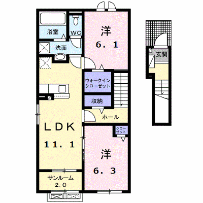 グラン　ブルーⅡ　Ｂ 202【管理NO：1-026952102-02020】 ★家具家電は申し込み後に搬入します★ ★2026年12月中旬入居可能★の外観画像