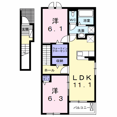クオーレＡ 201【管理NO：1-026930601-02010】 ★家具家電は申し込み後に搬入します★ ★2026年12月中旬入居可能★の外観画像
