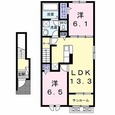 クレールＤ 206【管理NO：1-028640301-02060】 ★家具家電は申し込み後に搬入します★ ★2027年04月上旬入居可能★の外観画像