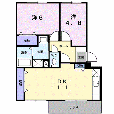 コンフォート鎌田 102【管理NO：1-007186601-01020】 ★家具家電は申し込み後に搬入します★ ★2026年11月下旬入居可能★の外観画像