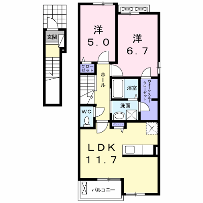 ヴァイオレット弐番館 201【管理NO：1-022446701-02010】 ★家具家電は申し込み後に搬入します★ ★2026年10月下旬入居可能★の外観画像