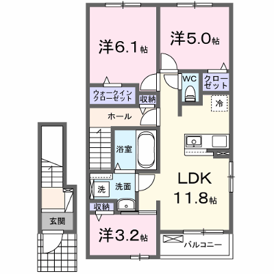 グローヴコクブＣ 204【管理NO：1-028564003-02040】 ★家具家電は申し込み後に搬入します★ ★2026年11月上旬入居可能★の外観画像
