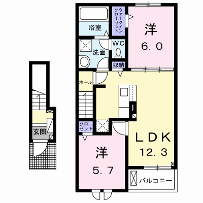 サザンカＡ 203【管理NO：1-026753701-02030】 ★家具家電は申し込み後に搬入します★ ★2026年12月上旬入居可能★の外観画像