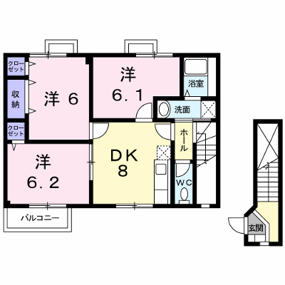 ラペーシュ２０００Ｂ 202【管理NO：1-009565802-02020】 ★家具家電は申し込み後に搬入します★ ★2026年12月下旬入居可能★の外観画像