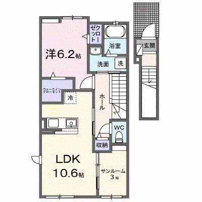 ユースハイム　Ⅵ 203【管理NO：1-027408601-02030】 ★家具家電は申し込み後に搬入します★の外観画像