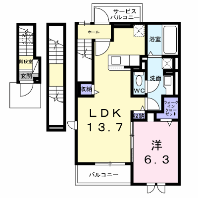ソレイユ 301【管理NO：1-028106601-03010】 ★家具家電は申し込み後に搬入します★ ★2026年12月上旬入居可能★の外観画像
