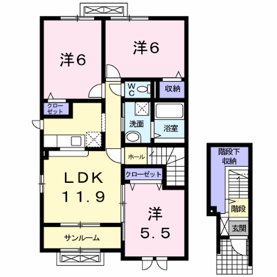 カーサ雅 201【管理NO：1-014886501-02010】 ★家具家電は申し込み後に搬入します★ ★2026年11月中旬入居可能★の外観画像