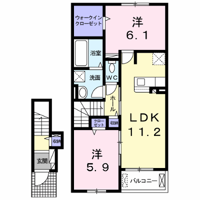 ＤＫ堀米　Ⅱ 203【管理NO：1-025500501-02030】 ★家具家電は申し込み後に搬入します★ ★2026年11月中旬入居可能★の外観画像