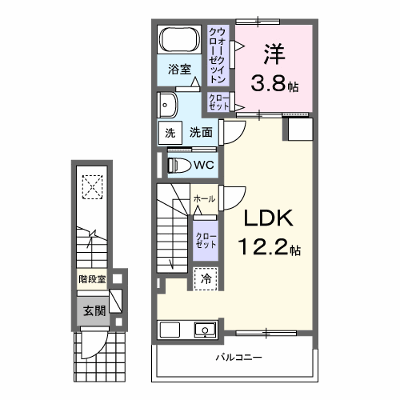 クレストアドバンステンパイⅠ 202【管理NO：1-027333401-02020】 ★家具家電は申し込み後に搬入します★ ★2026年11月中旬入居可能★の外観画像