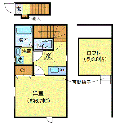 マンスリーリブマックス亀有SOUTHウィング□『C棟・ロフト』【独立洗面・浴室乾燥付】≪スタンダードシリーズ≫の物件間取り図