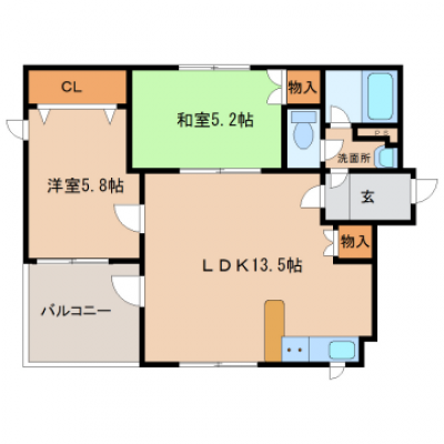 アパマートマンスリー富山市　東新庄駅　2LDK(401)の物件間取り図